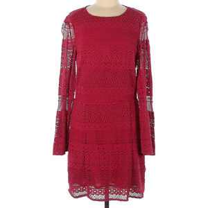 Rebecca Minkoff Grin Eyelet Crochet Lace Bell Sleeve Keyhole Shift Dress Size 8